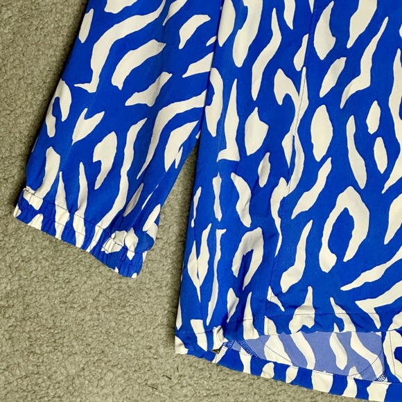 Chicos Zenergy Jacket Womens 2 Large Blue White Zebra Jungle‎ Print Coastal - Picture 8 of 14